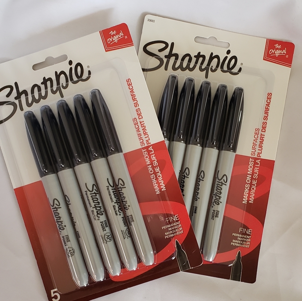 Sharpie Fine Point Permanent Markers 10 Black NWT